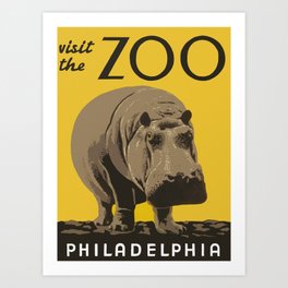 ZT196 Animal Art Poster Zoo Hippo Print Vintage Home Decor